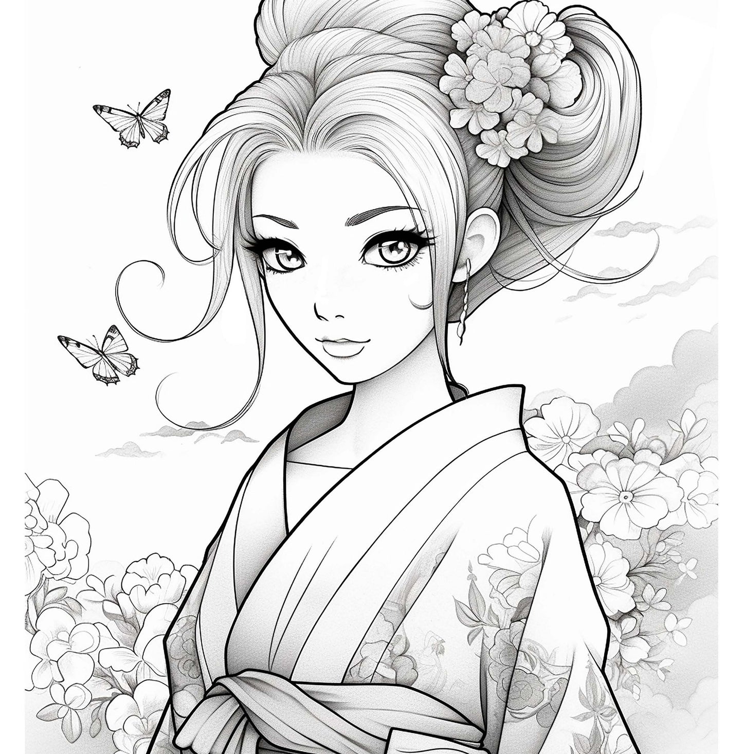 Beauties of Japan: Exquisite Geisha Women Coloring Book for Adults