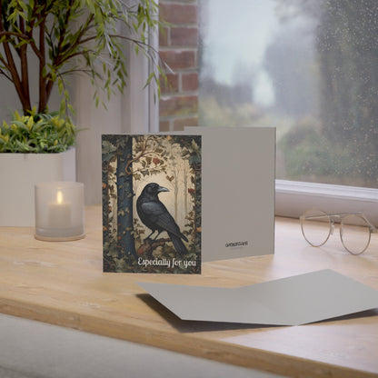 Black Raven Boho Style Greeting Card | Especially for You | Designed by AiPhoenixArtworks - 5x7 Inch