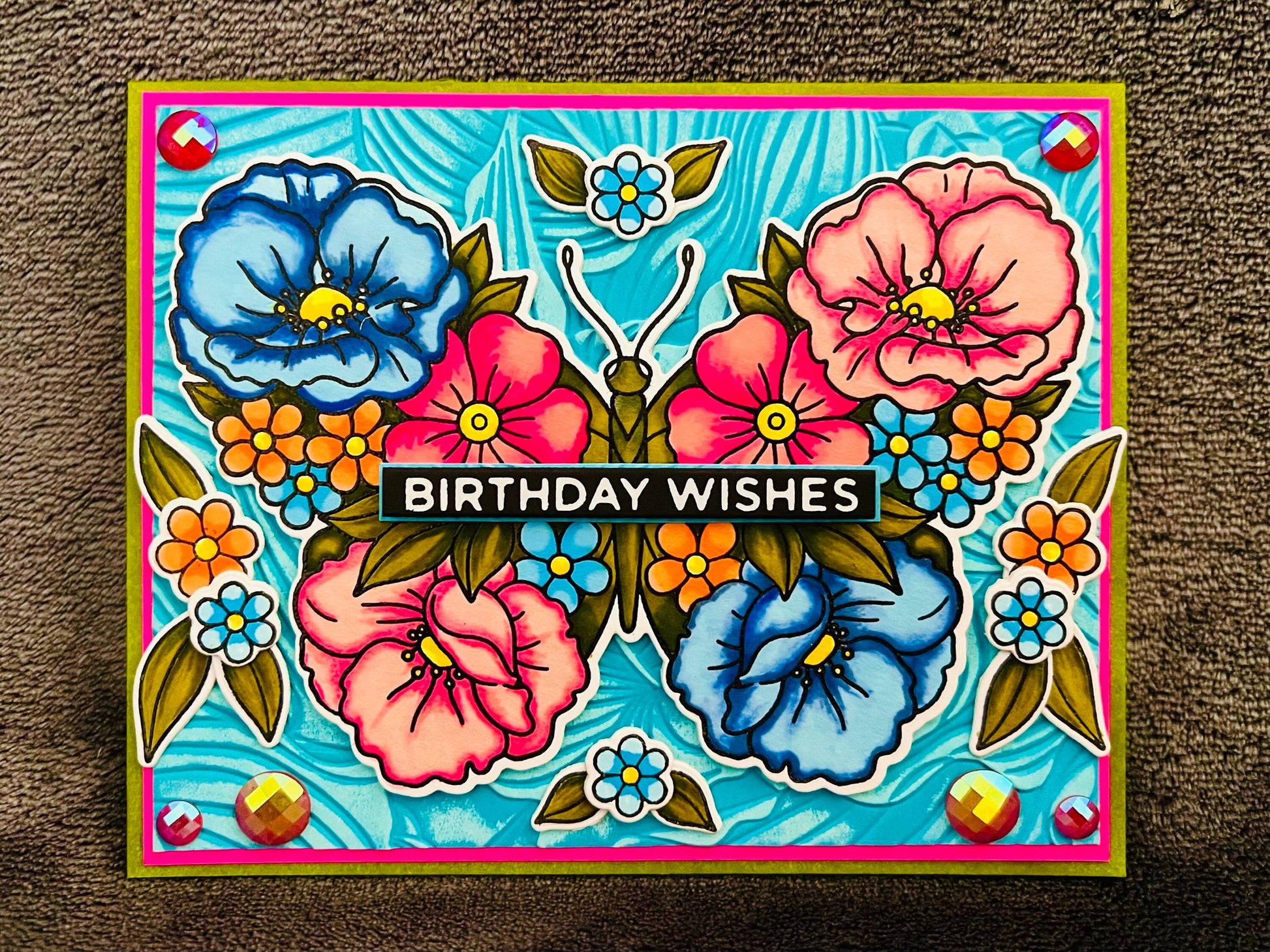 Floral Butterfly Birthday Wishes Card