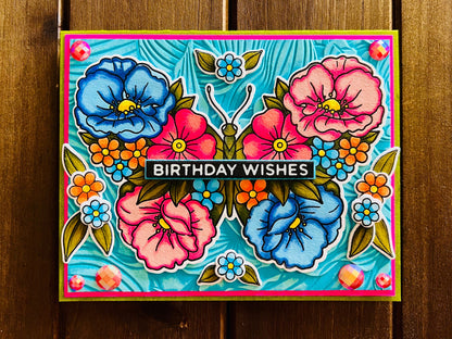 Floral Butterfly Birthday Wishes Card