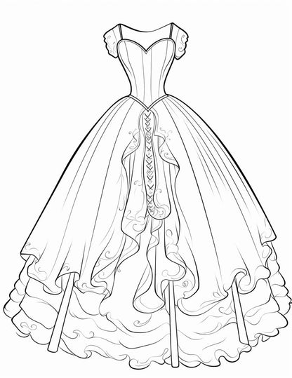 Belle of the Ball Gowns Coloring Book | 50 beautiful illustrations | PDF Digital Download