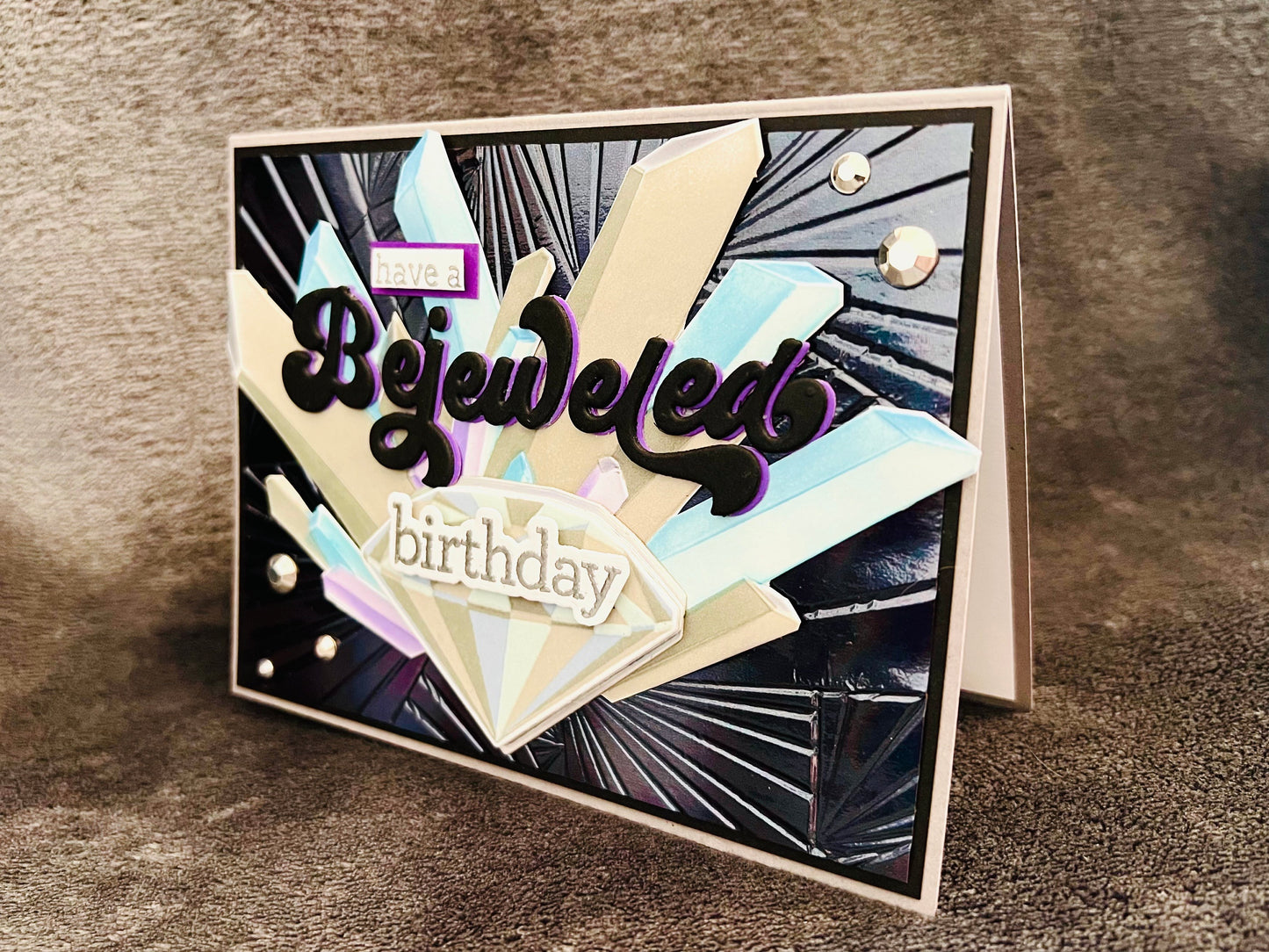 Bejeweled Birthday Silver Gems Card