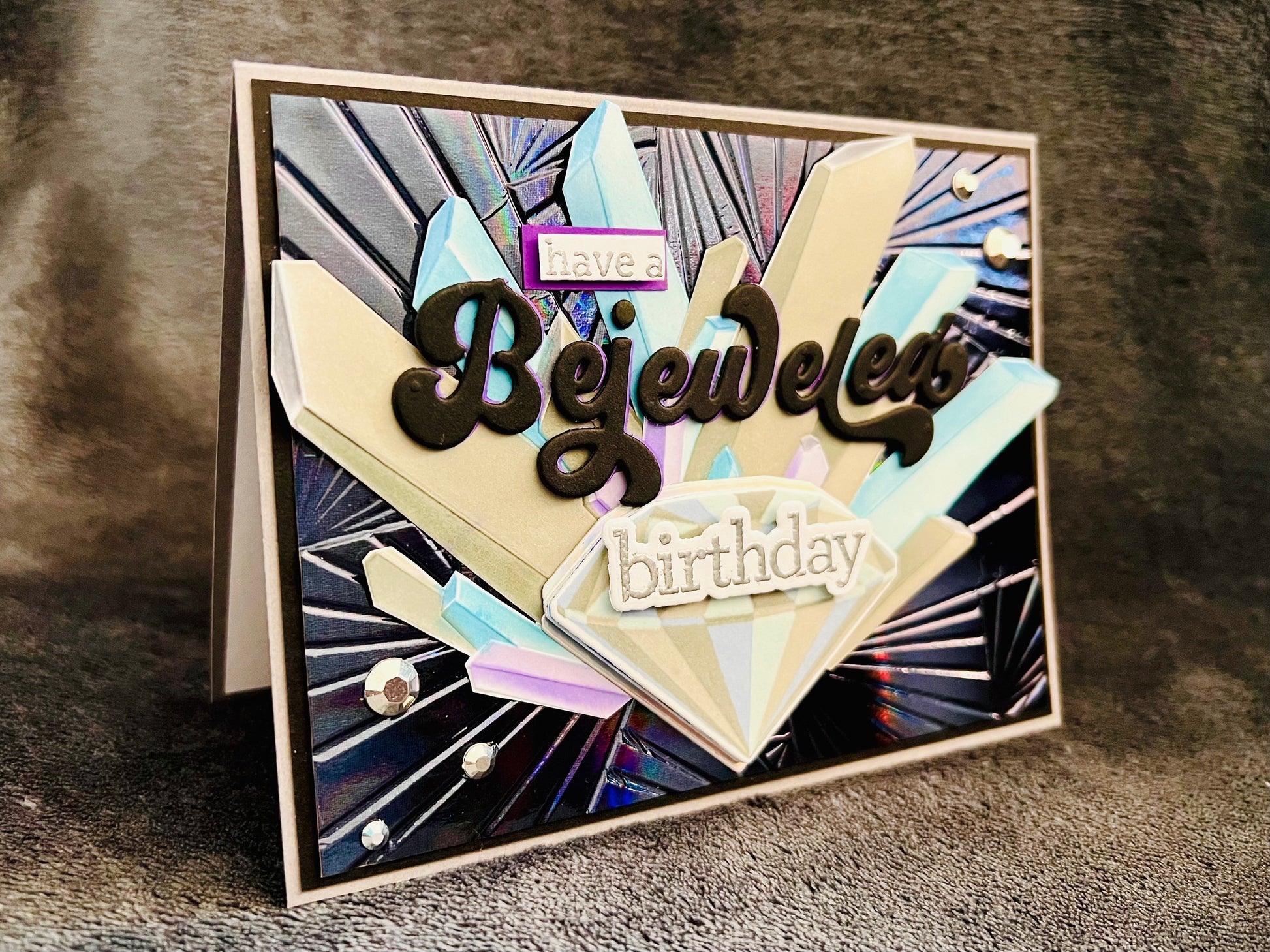 Bejeweled Birthday Silver Gems Card