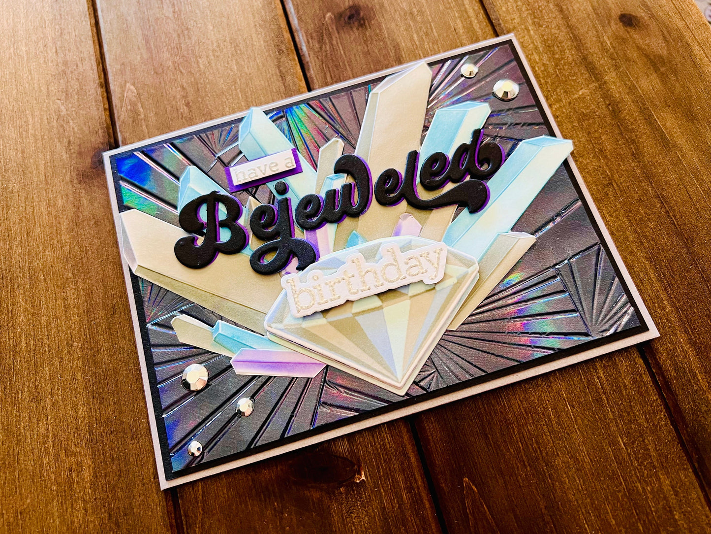 Bejeweled Birthday Silver Gems Card