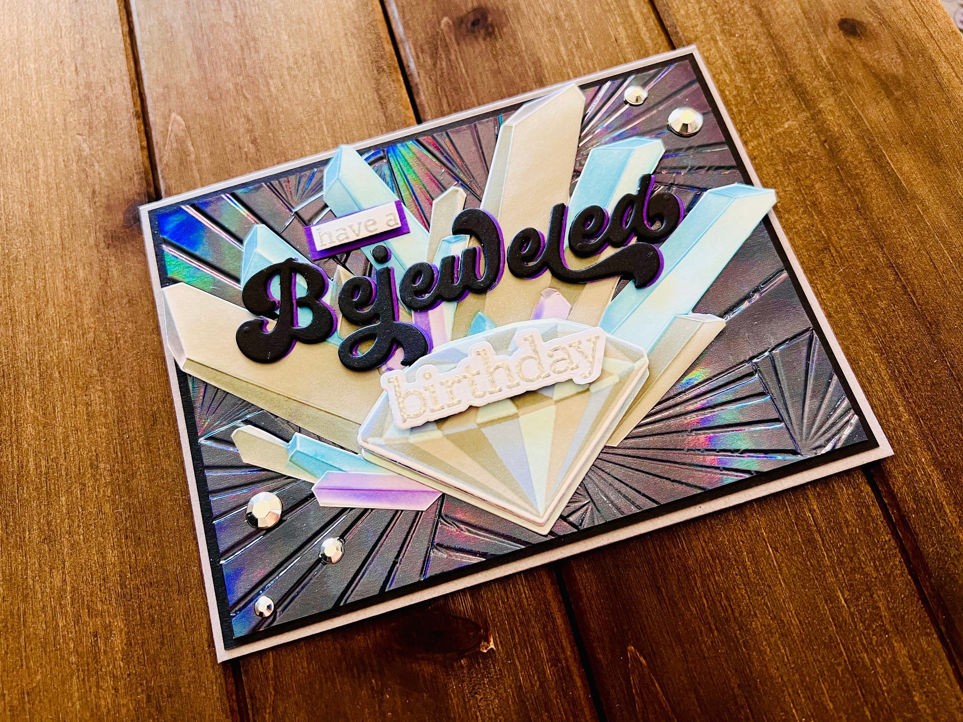 Bejeweled Birthday Silver Gems Card