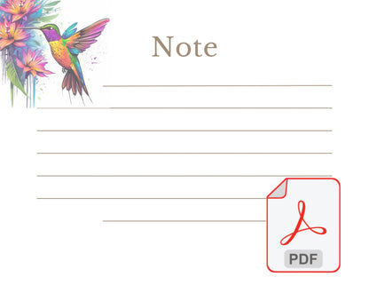 Hummingbird Artistic Paint Drip Design by AiPhoenixArtworks Stationery (3 pcs set) - Printable Digital PDF