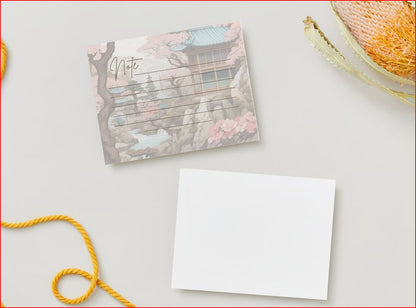 Exquisite Geisha Japanese Cottage Design by AiPhoenixArtworks, 3Pcs Stationery Set - Digital Download for Unique and Elegant Correspondence