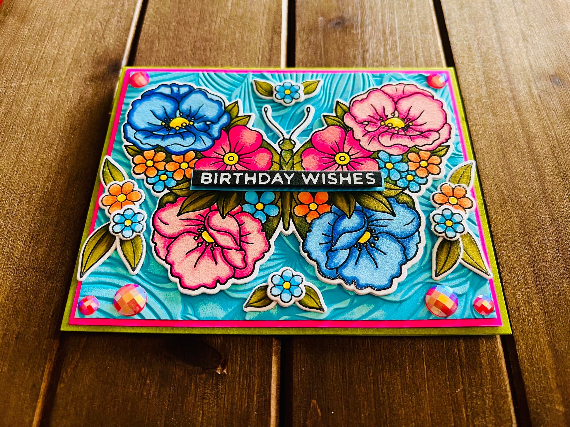 Floral Butterfly Birthday Wishes Card