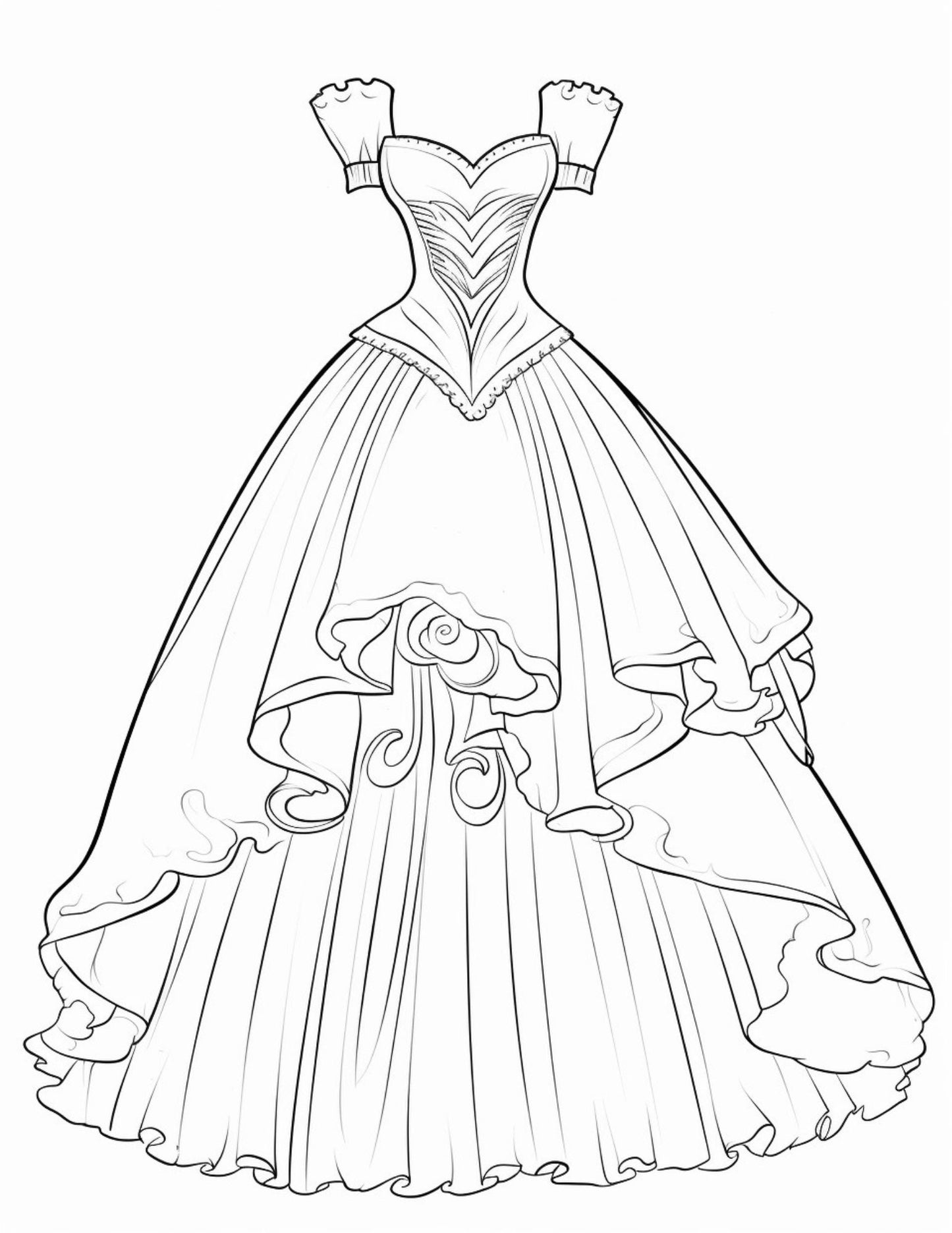 Belle of the Ball Gowns Coloring Book | 50 beautiful illustrations | PDF Digital Download