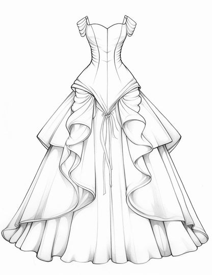 Belle of the Ball Gowns Coloring Book | 50 beautiful illustrations | PDF Digital Download