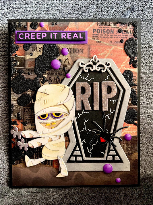 Mummy Escaping Coffin Halloween Card