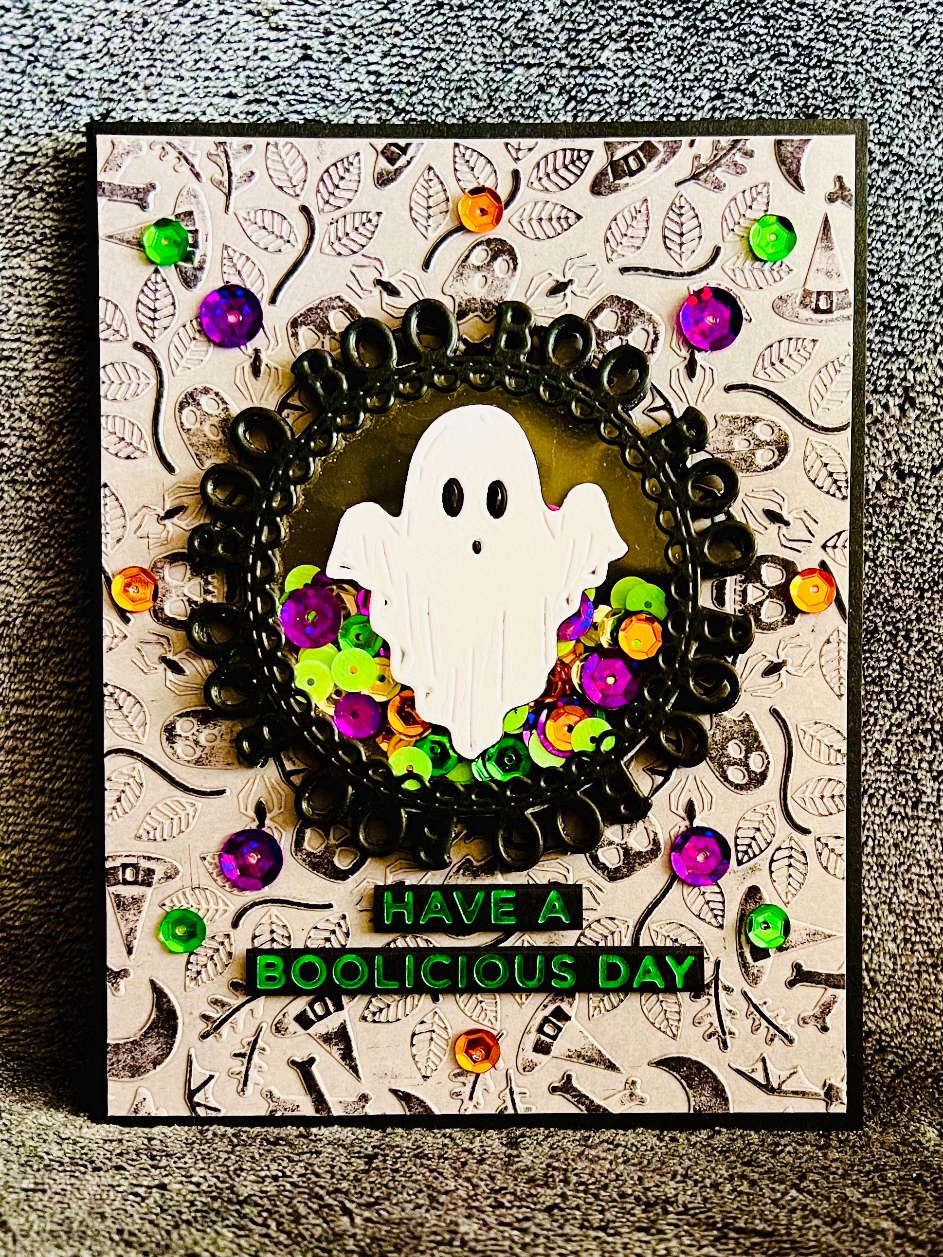 Have a Boolicious Day Ghost Shaker Halloween Card