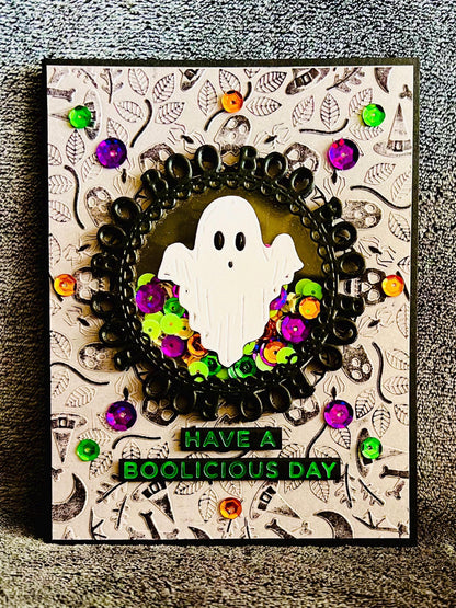 Have a Boolicious Day Ghost Shaker Halloween Card