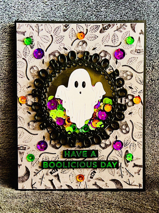 Have a Boolicious Day Ghost Shaker Halloween Card