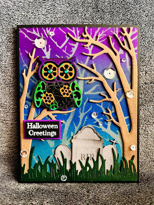 Owl in Spooky Forest Halloween Card