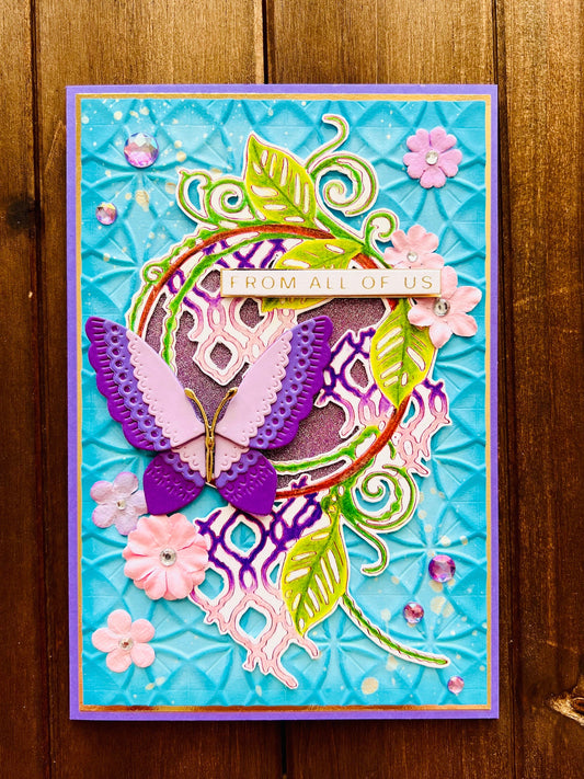 Purple Folk Butterfly on Leaf Hoop From All of Us Card