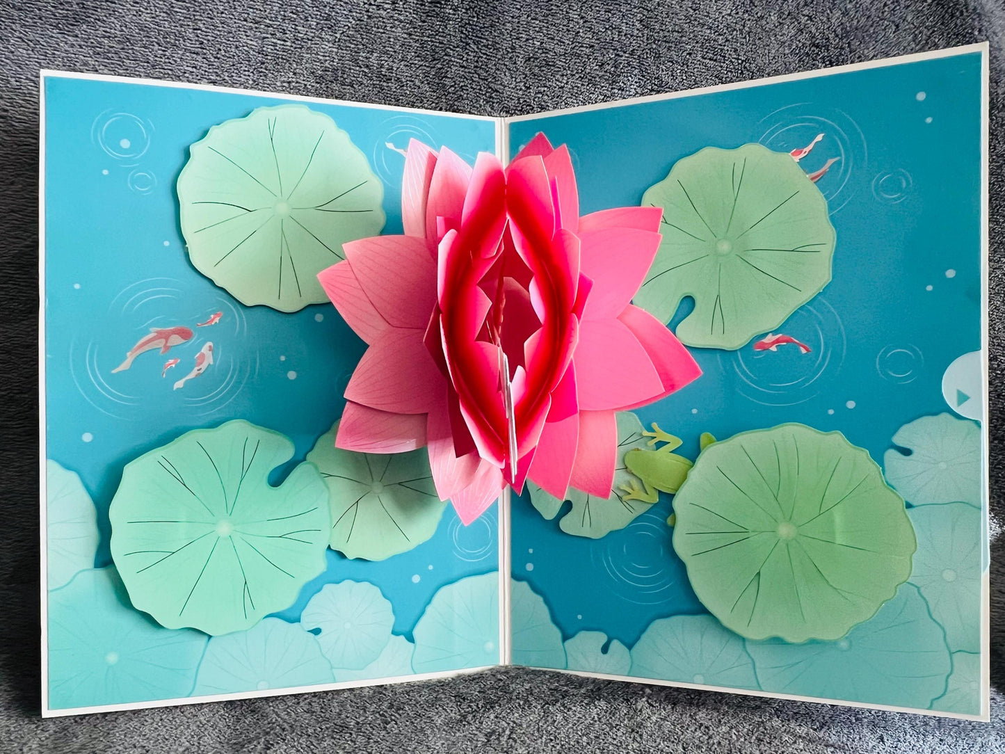 Pink Lotus with Floral Trio Front Cover 3D Pop Up Card