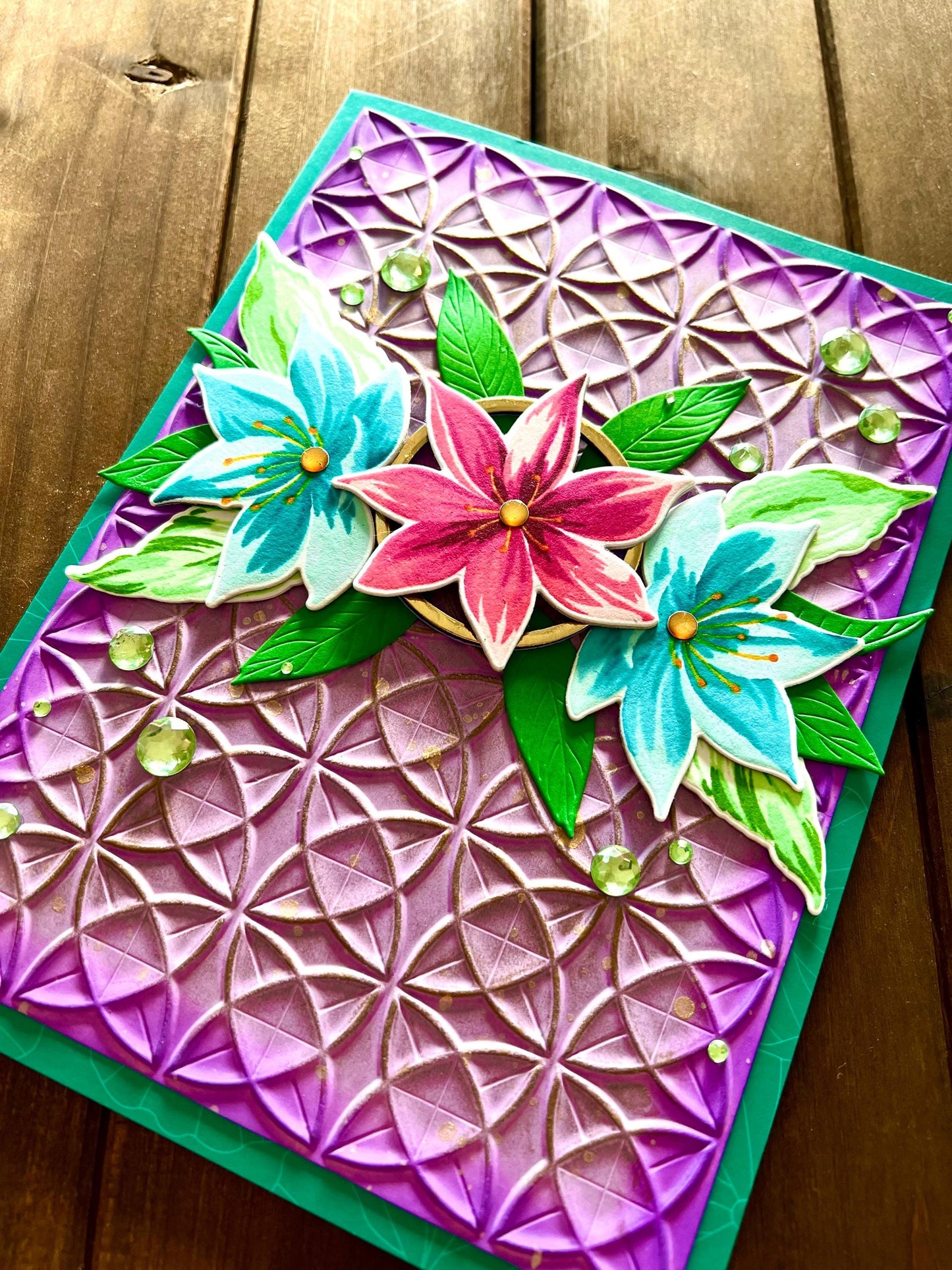 Pink Lotus with Floral Trio Front Cover 3D Pop Up Card