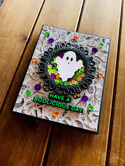 Have a Boolicious Day Ghost Shaker Halloween Card