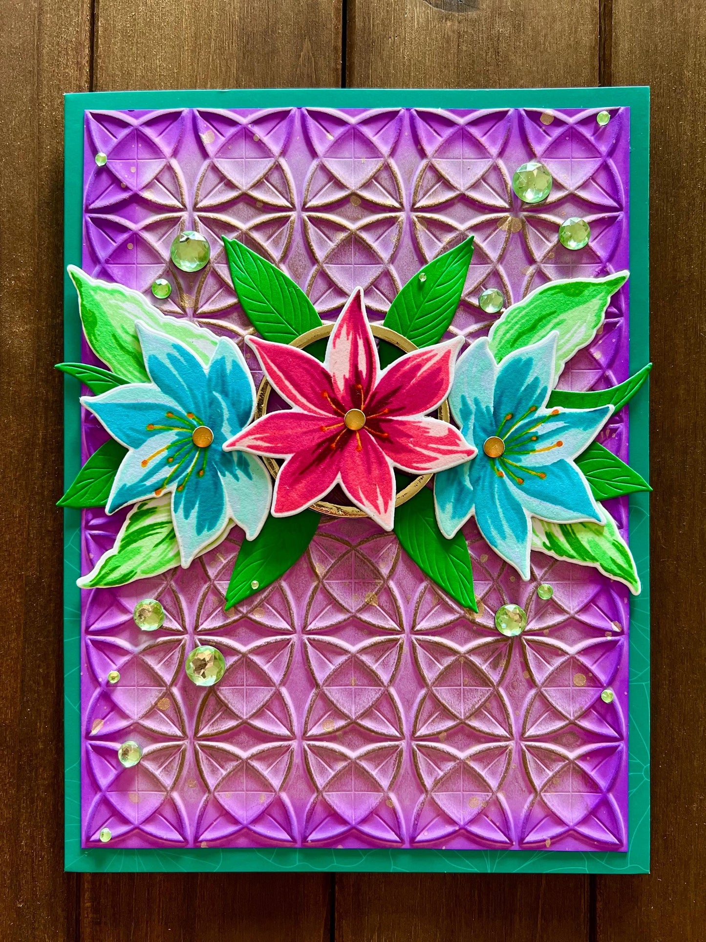 Pink Lotus with Floral Trio Front Cover 3D Pop Up Card