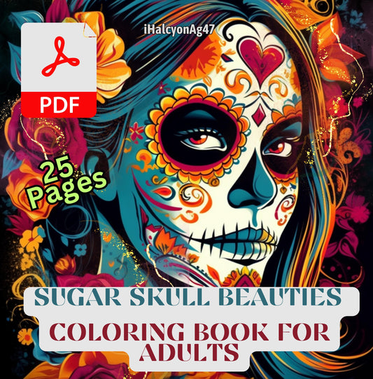 Sugar Skull Beauties Coloring Book | 25 Illustrations | PDF Download