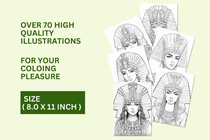 Ancient Egyptian Elegance Coloring Book | Over 70 Illustrations | PDF Download