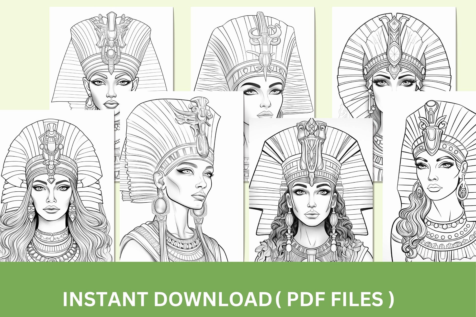 Ancient Egyptian Elegance Coloring Book | Over 70 Illustrations | PDF Download