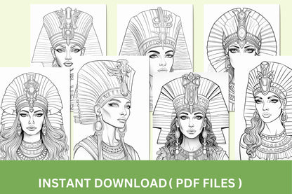 Ancient Egyptian Elegance Coloring Book | Over 70 Illustrations | PDF Download