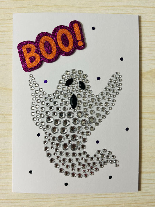 Bejeweled Ghost BOO! Halloween Card