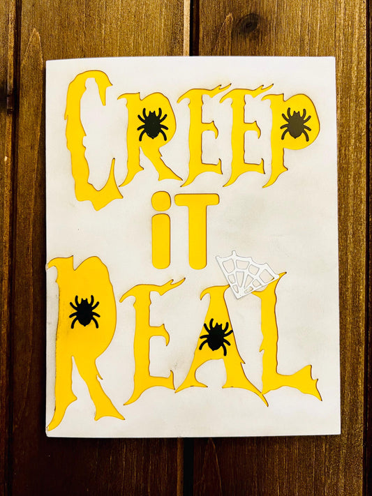 Creep It Real Yellow and White Halloween Card