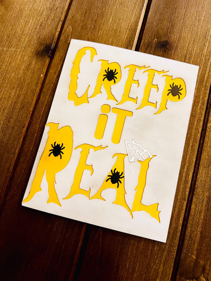 Creep It Real Yellow and White Halloween Card