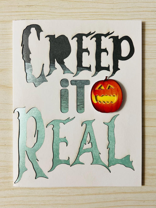 Creep it Real Black and Mint Green Halloween Cutout Card