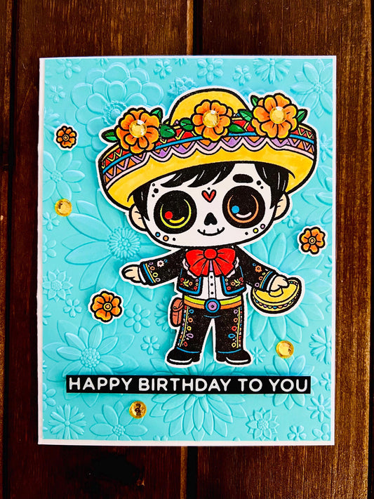 Sugar Skull Themed Kids Birthday Card