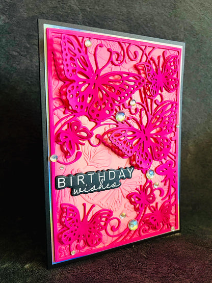 Dimensional Fluttering Butterflies Birthday Wishes Card