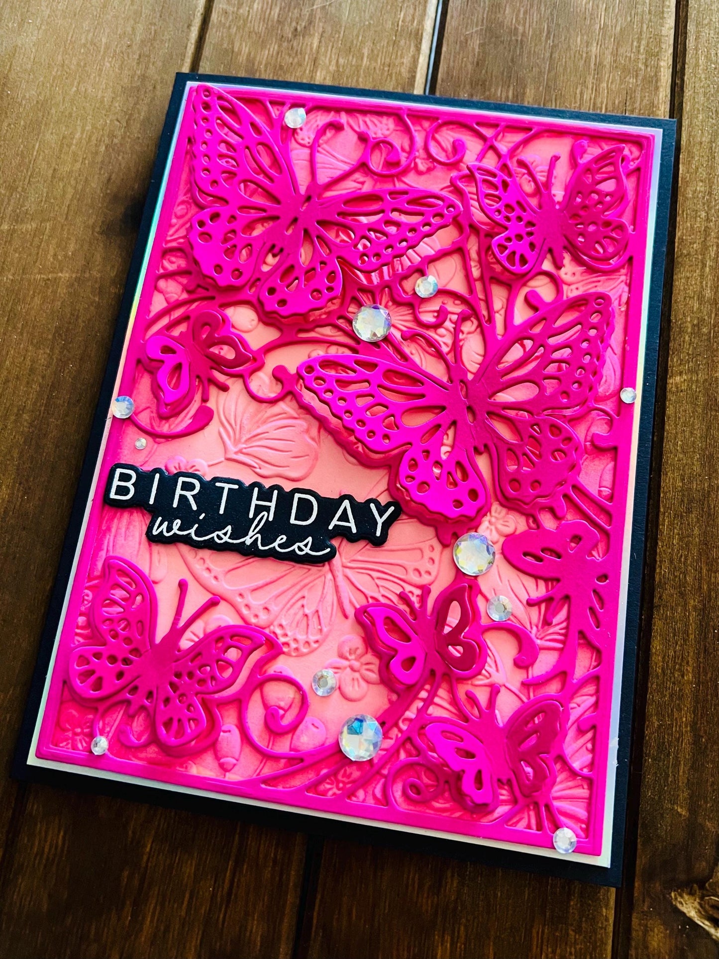 Dimensional Fluttering Butterflies Birthday Wishes Card