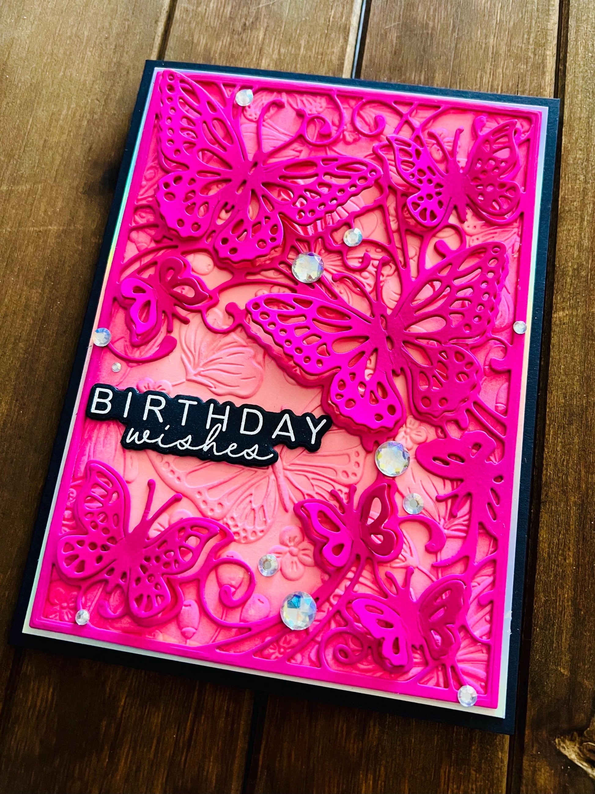 Dimensional Fluttering Butterflies Birthday Wishes Card