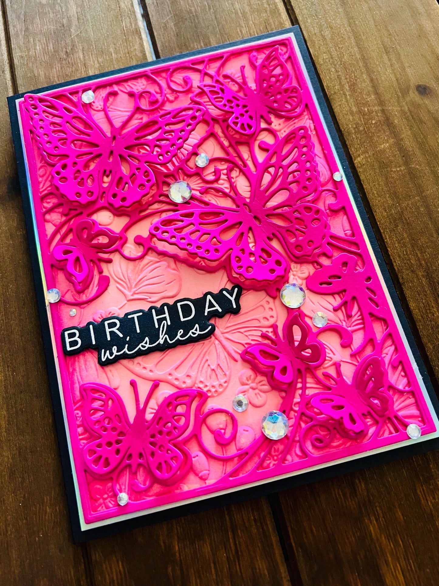 Dimensional Fluttering Butterflies Birthday Wishes Card