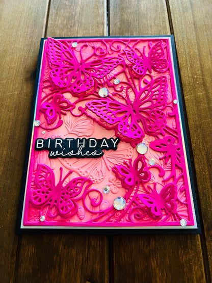 Dimensional Fluttering Butterflies Birthday Wishes Card