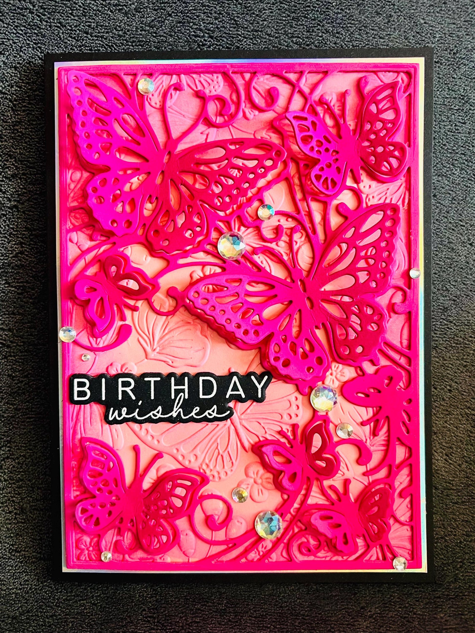 Dimensional Fluttering Butterflies Birthday Wishes Card