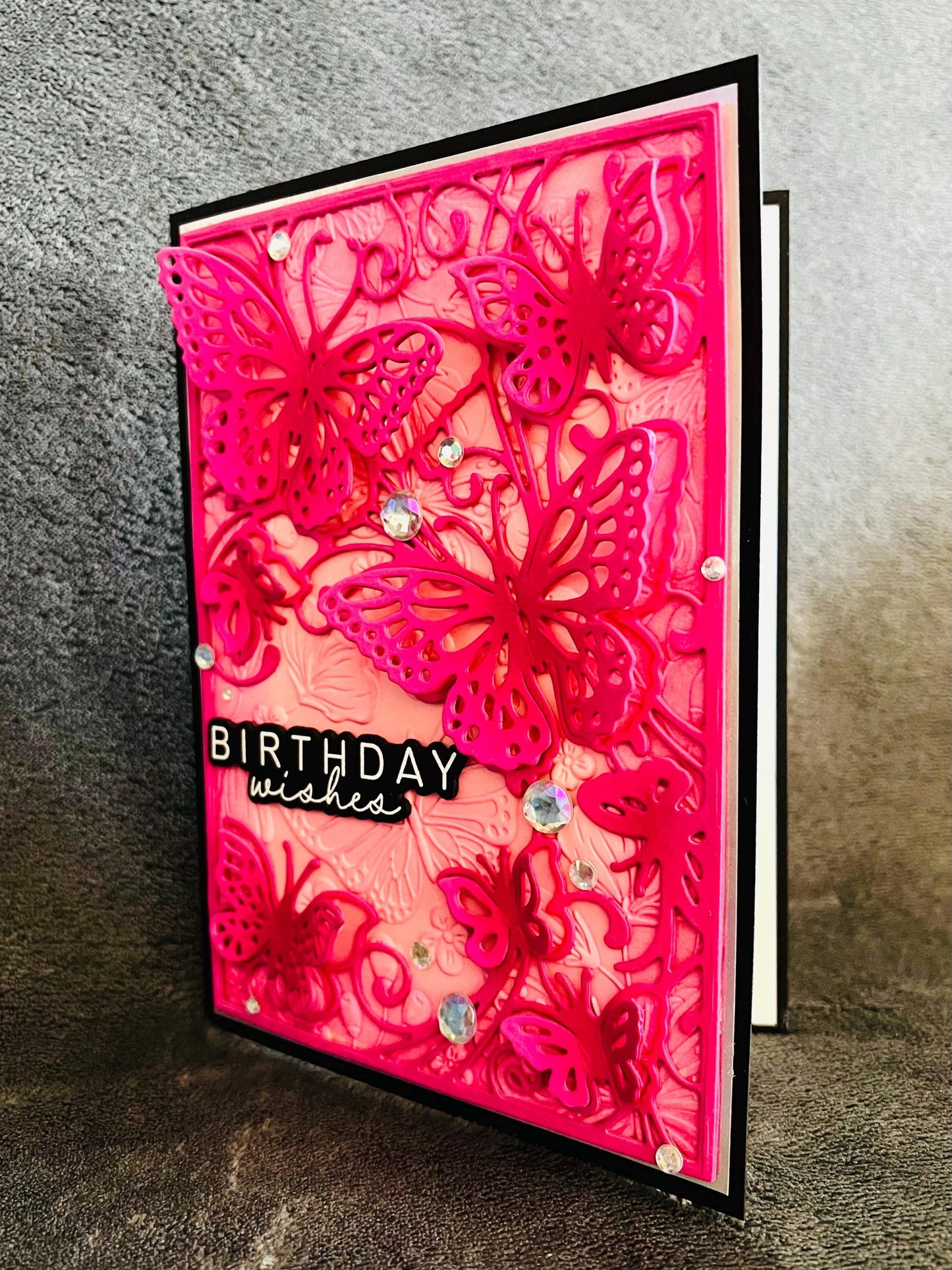 Dimensional Fluttering Butterflies Birthday Wishes Card