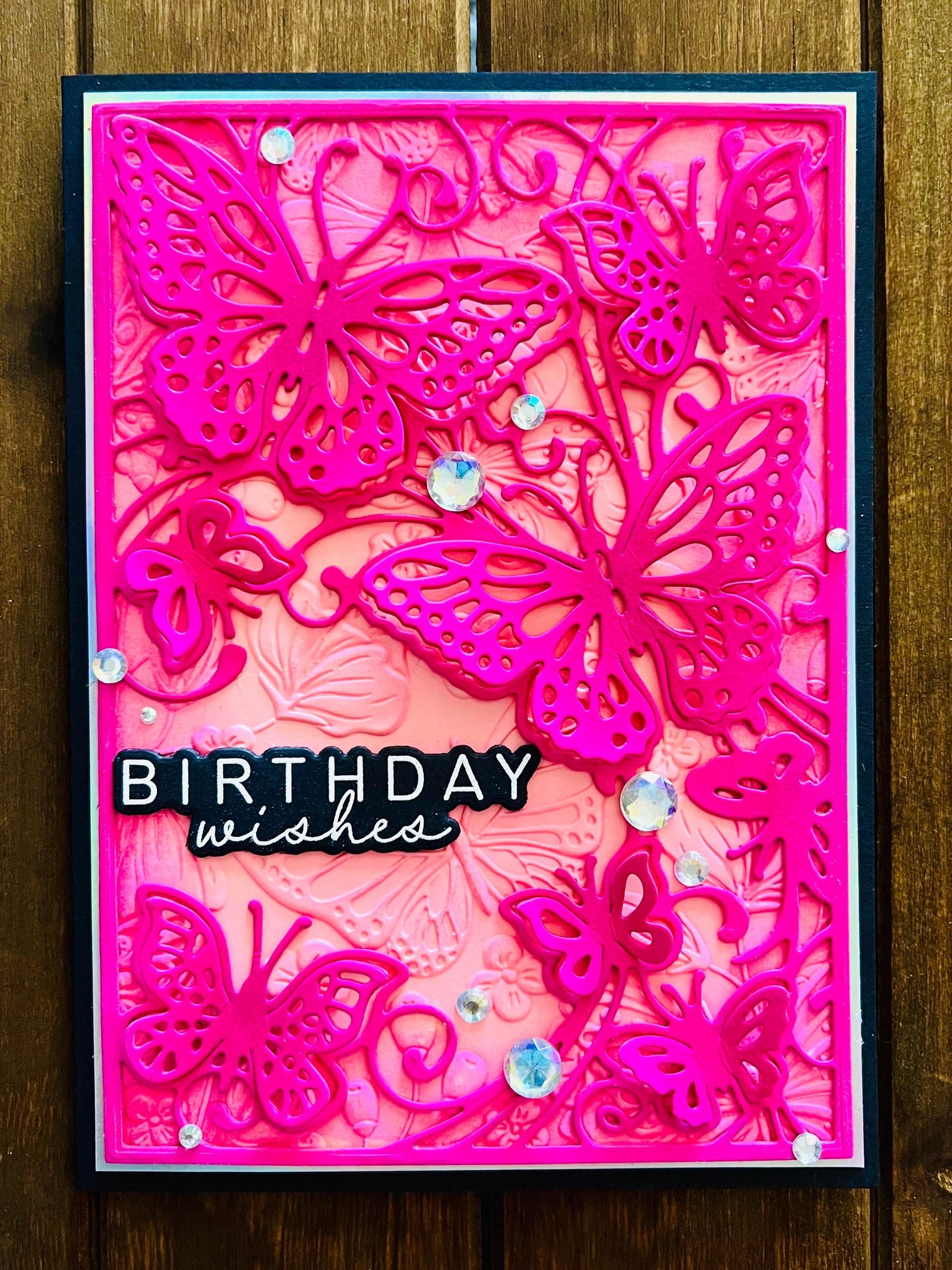 Dimensional Fluttering Butterflies Birthday Wishes Card