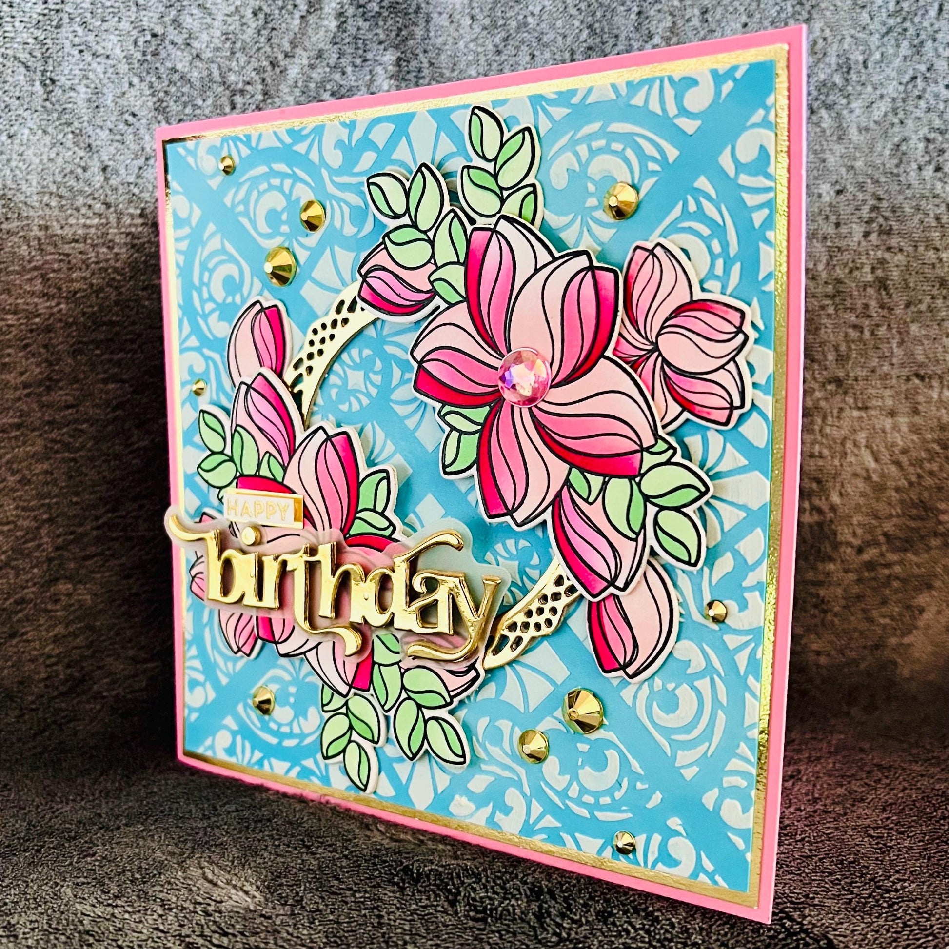 Swooped Outlined Starflowers Birthday Card