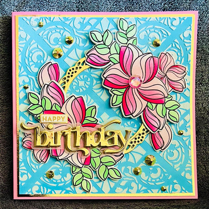 Swooped Outlined Starflowers Birthday Card