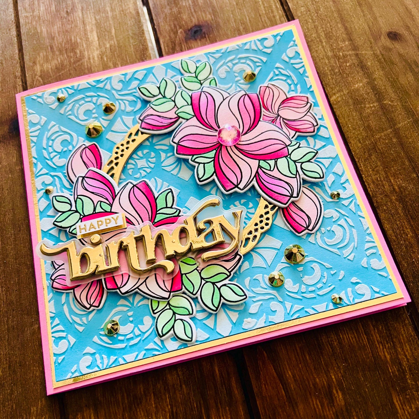 Swooped Outlined Starflowers Birthday Card