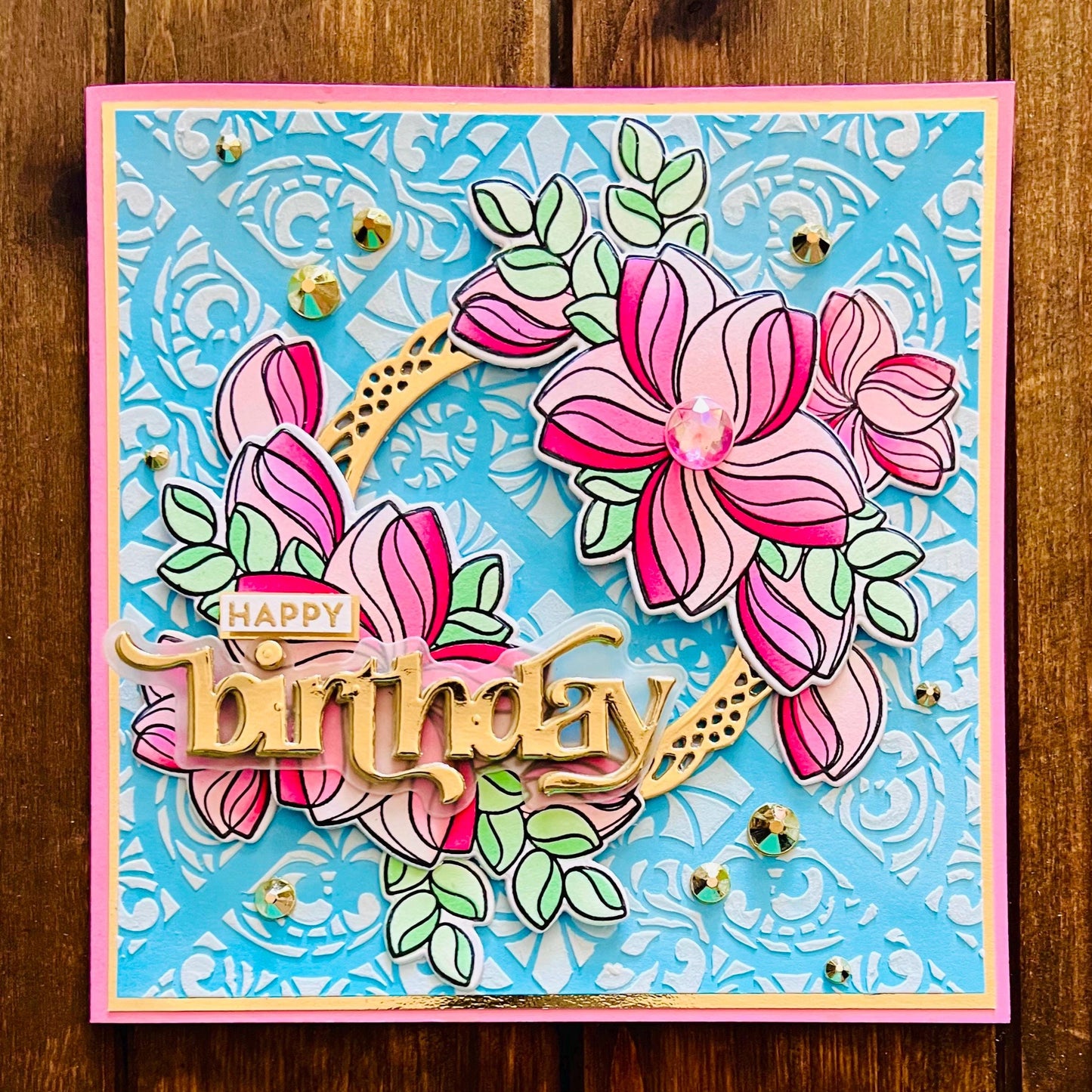 Swooped Outlined Starflowers Birthday Card