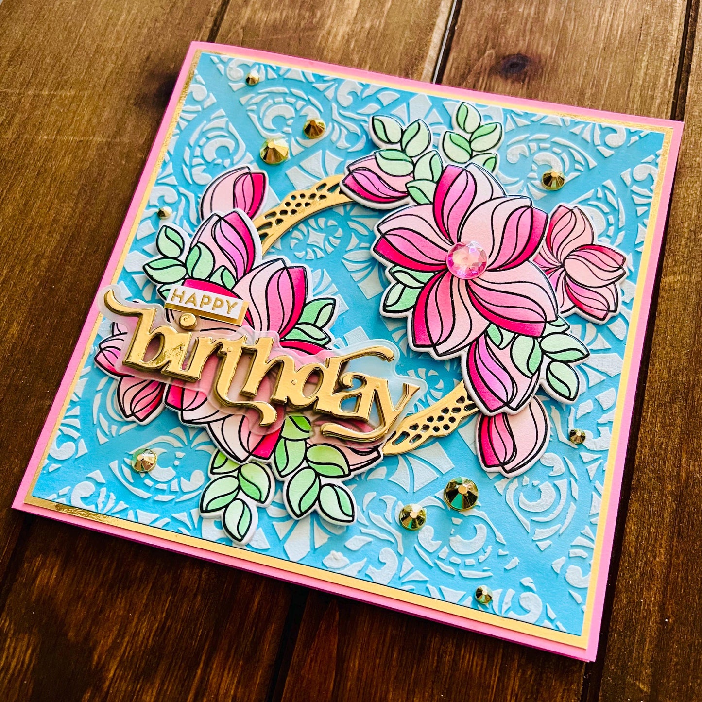 Swooped Outlined Starflowers Birthday Card