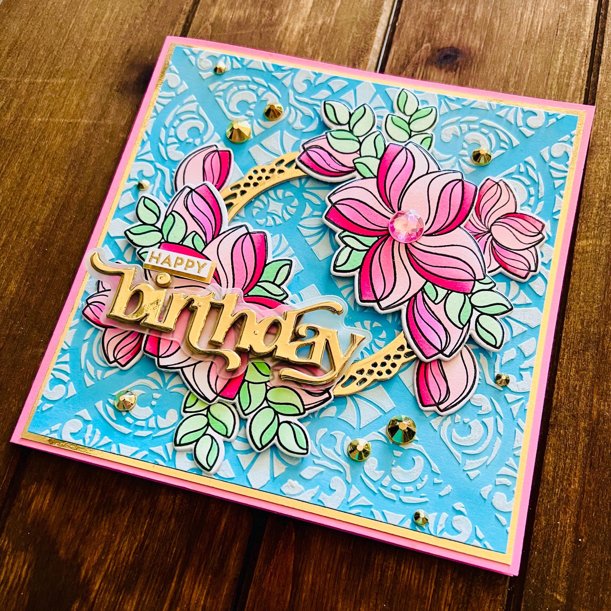 Swooped Outlined Starflowers Birthday Card