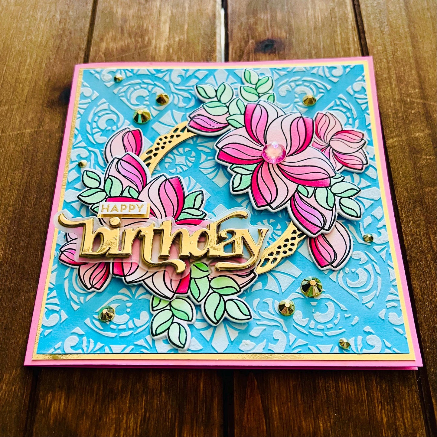 Swooped Outlined Starflowers Birthday Card