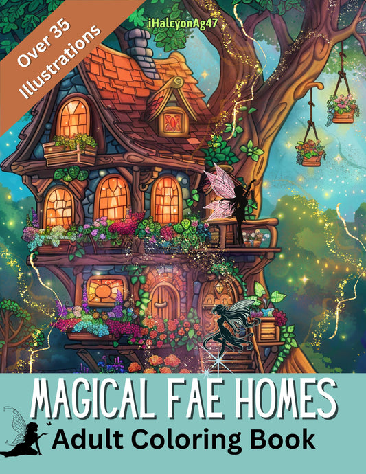 Magical Fairy Houses Coloring Book for Adults PDF | 35+ Detailed Pages | Digital Download | Fantasy Art | 8.5x11 Printable