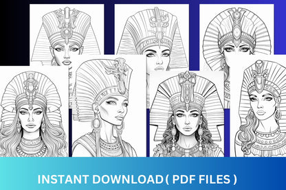 Ancient Egyptian Elegance Coloring Book | Over 70 Illustrations | PDF Download